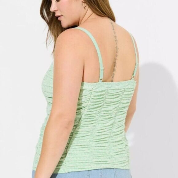 Torrid Green Ruched Tank Top With Adjustable Straps - Picture 4 of 11